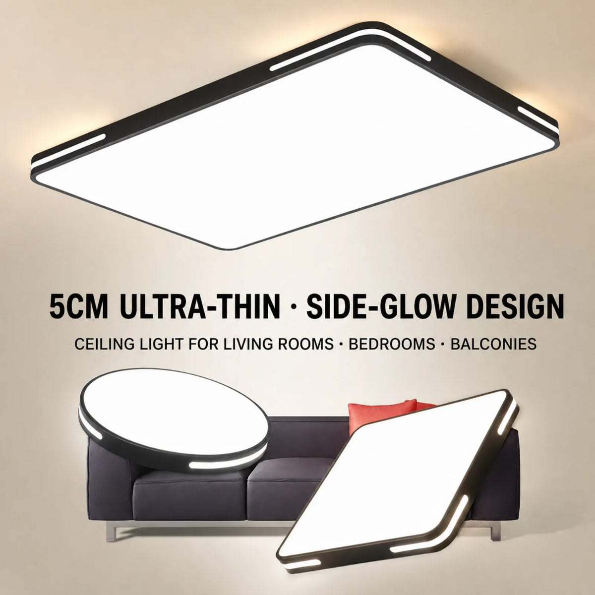Side-Slot Edge-Glow Ceiling Light