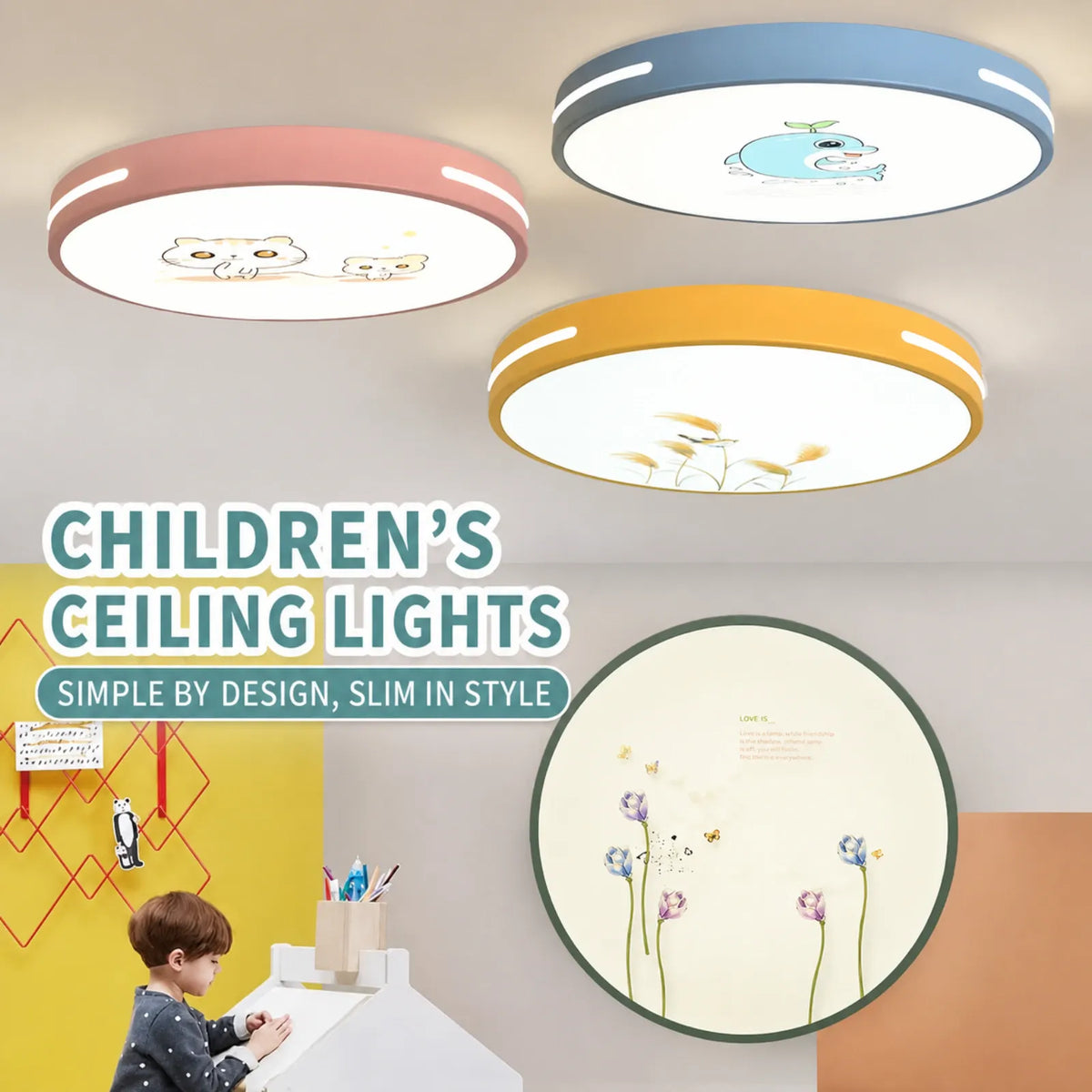 Illustrated Children's Round Ceiling Light