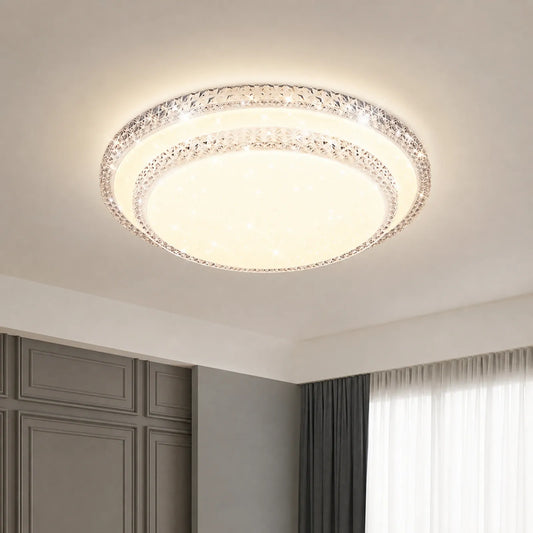 Double-Ring Faceted-Pattern Ceiling Light