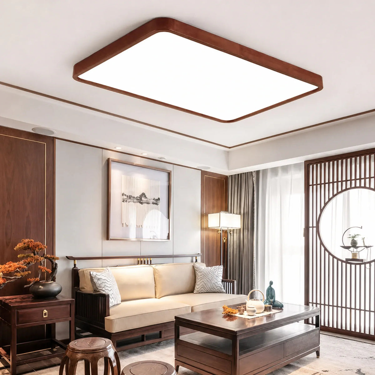 Wide-Rim Rounded-Corner Ceiling Light
