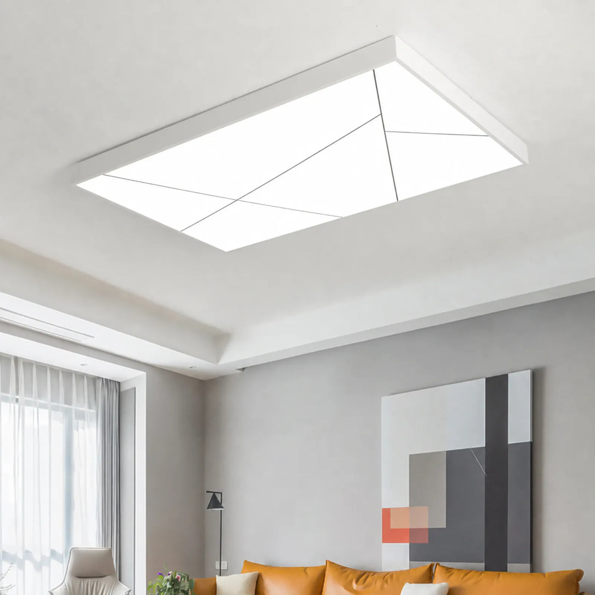 Slim-Rim Geometric Panel Ceiling Light