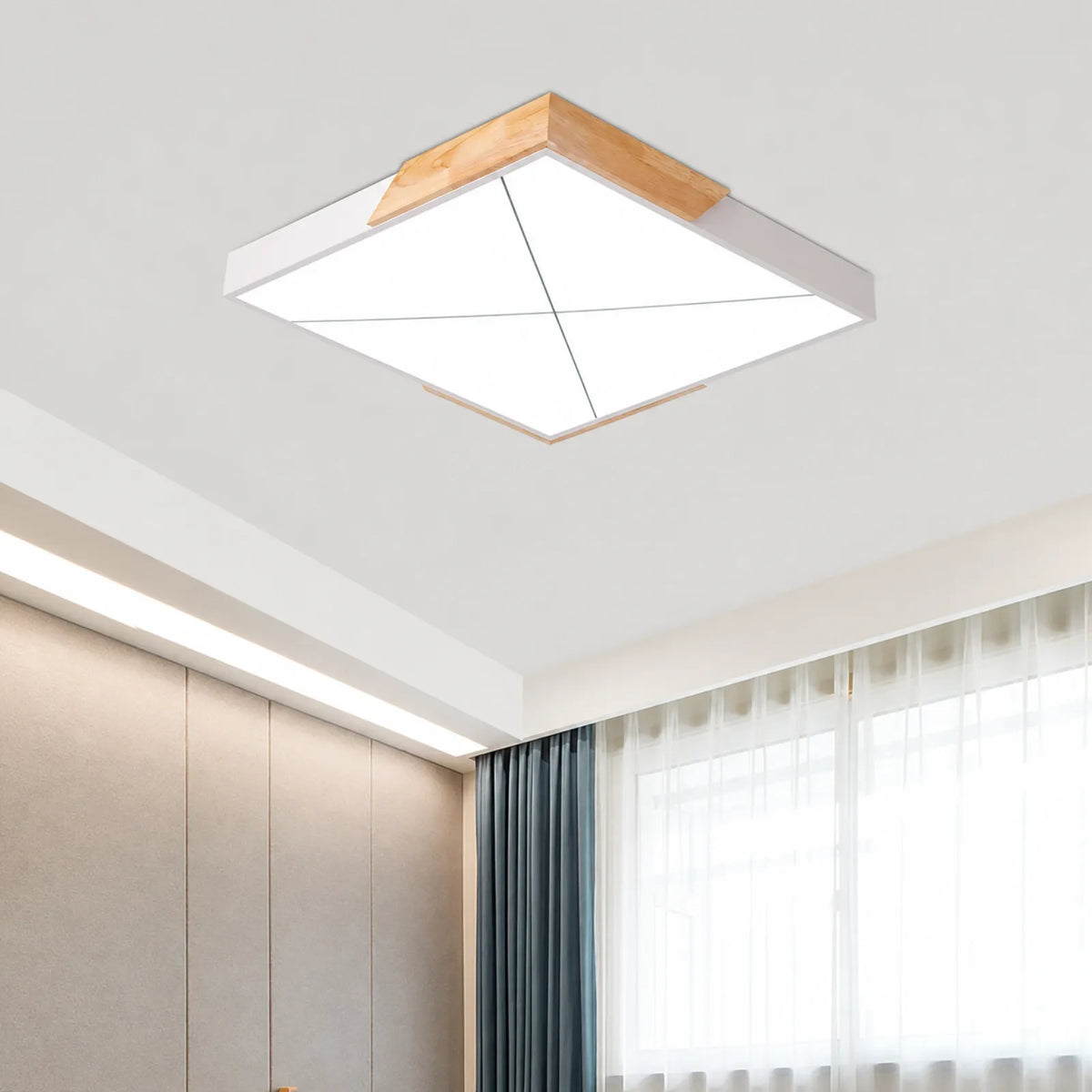 Corner-Capped Geometric-Panel Ceiling Light