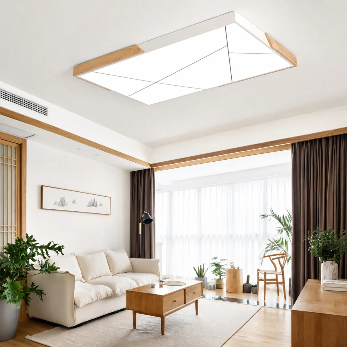 Corner-Capped Geometric-Panel Ceiling Light