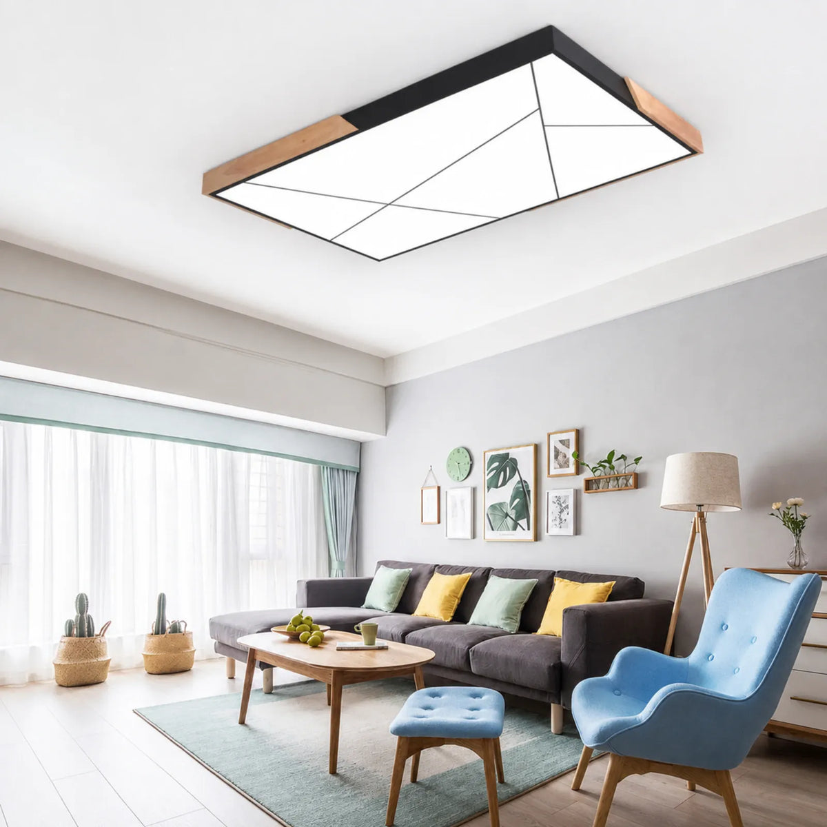 Asymmetric-Corner Geometric-Panel Ceiling Light
