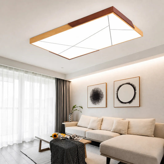 Triangular-Inset Geometric-Panel Ceiling Light
