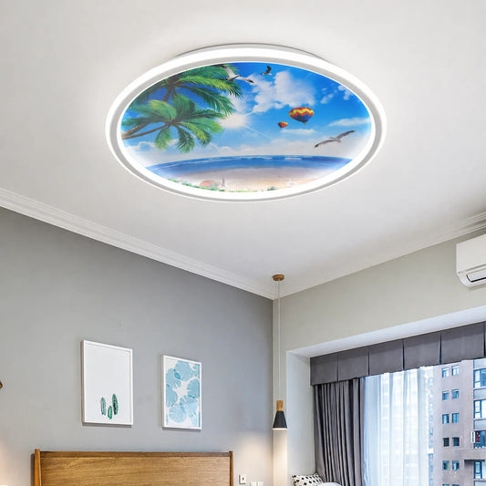 Tropical Beach Mural Ceiling Light