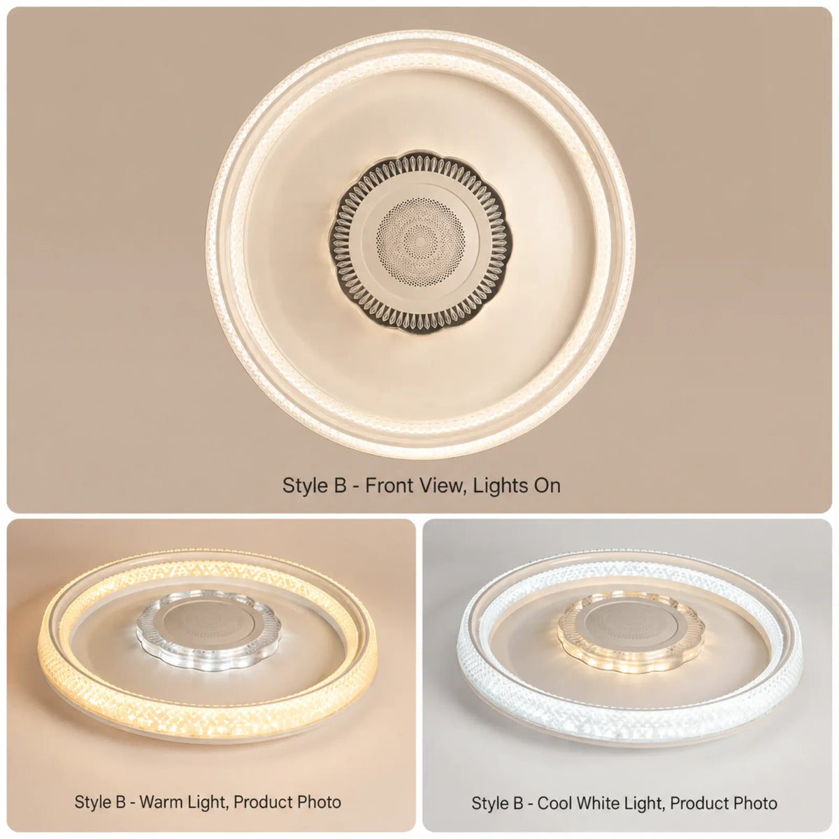 Scalloped Grille-Center Textured Halo Ceiling Light