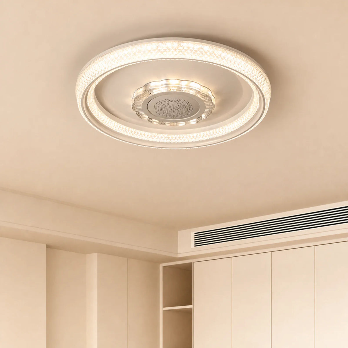 Scalloped Grille-Center Textured Halo Ceiling Light