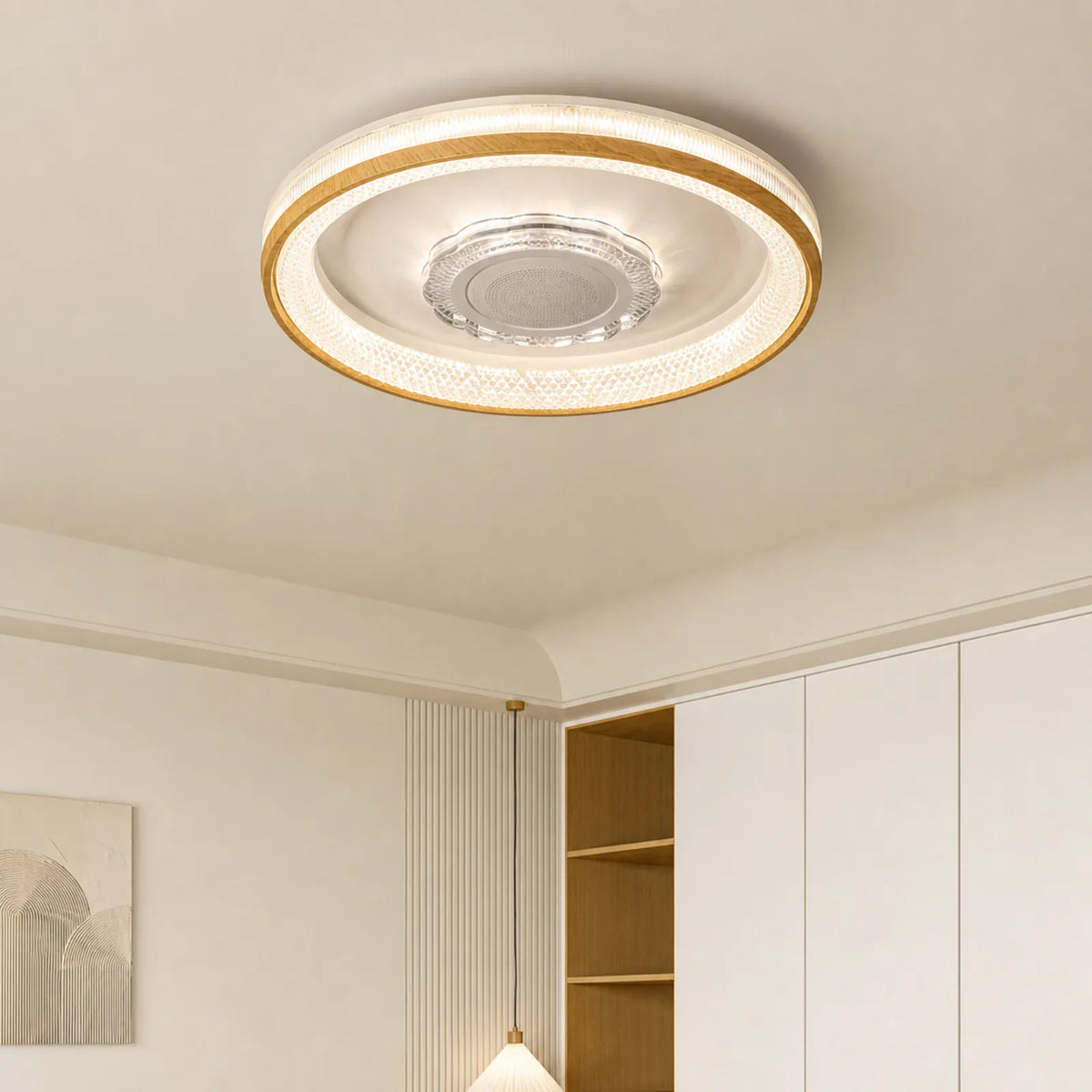 Lattice-Ring Petal-Center Ceiling Light