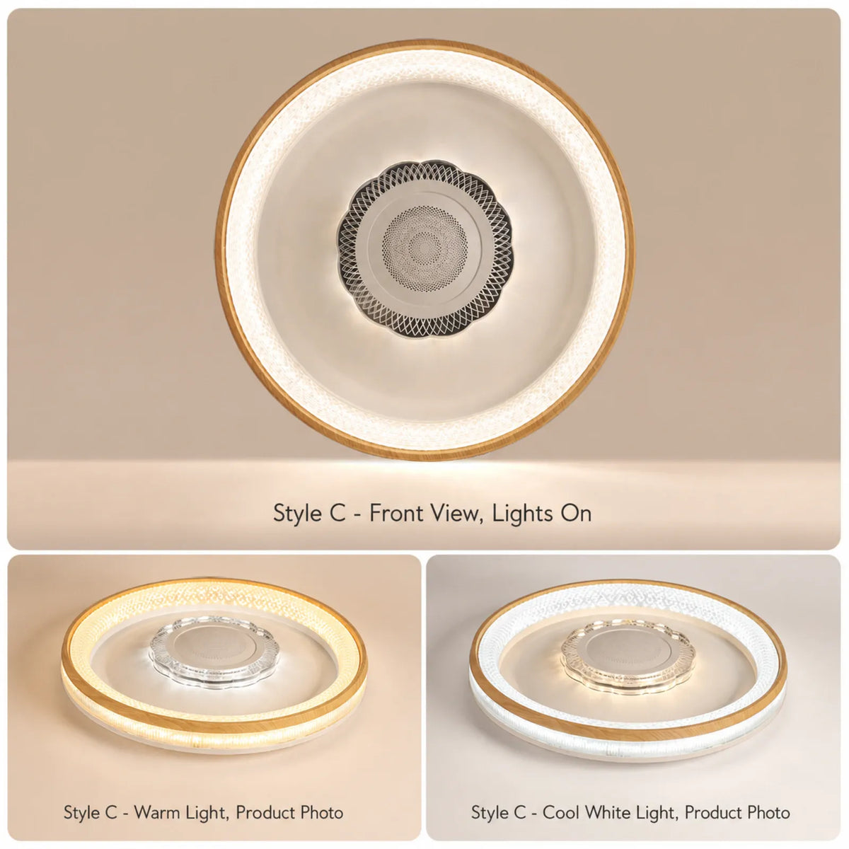 Lattice-Ring Petal-Center Ceiling Light