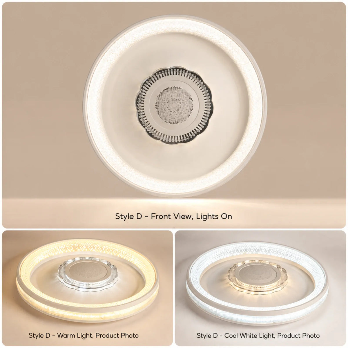 Scalloped-Center Prismatic-Ring Ceiling Light