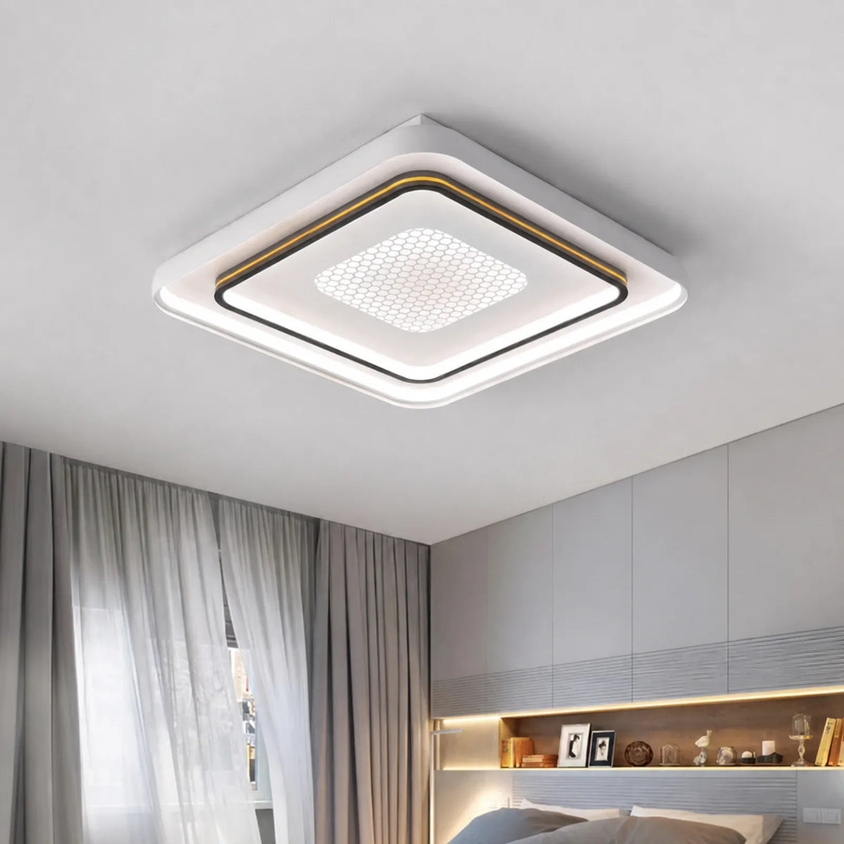 Honeycomb-Center Nested-Frame Ceiling Light