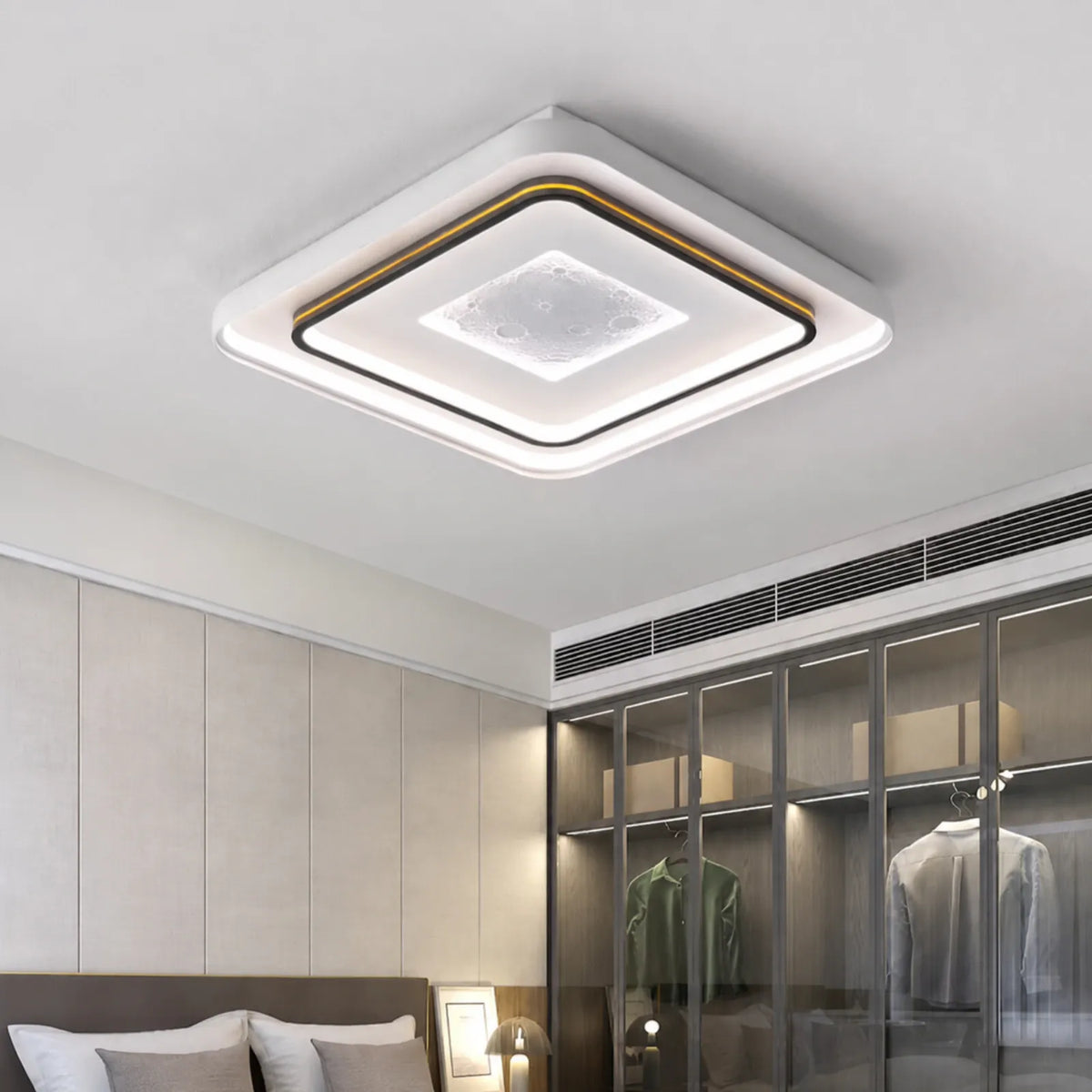 Moon-Relief Nested-Frame Ceiling Light