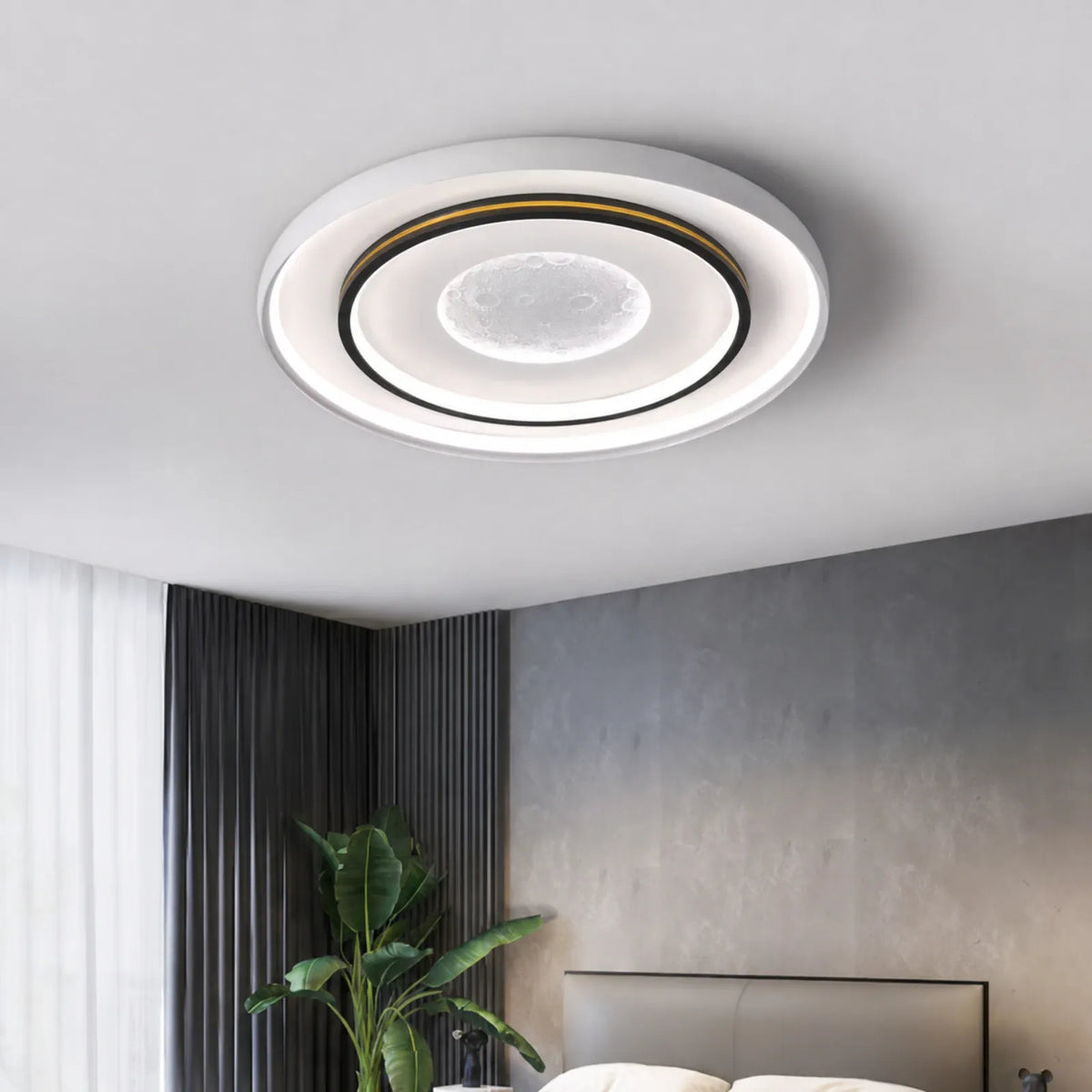 Moon-Relief Nested-Frame Ceiling Light
