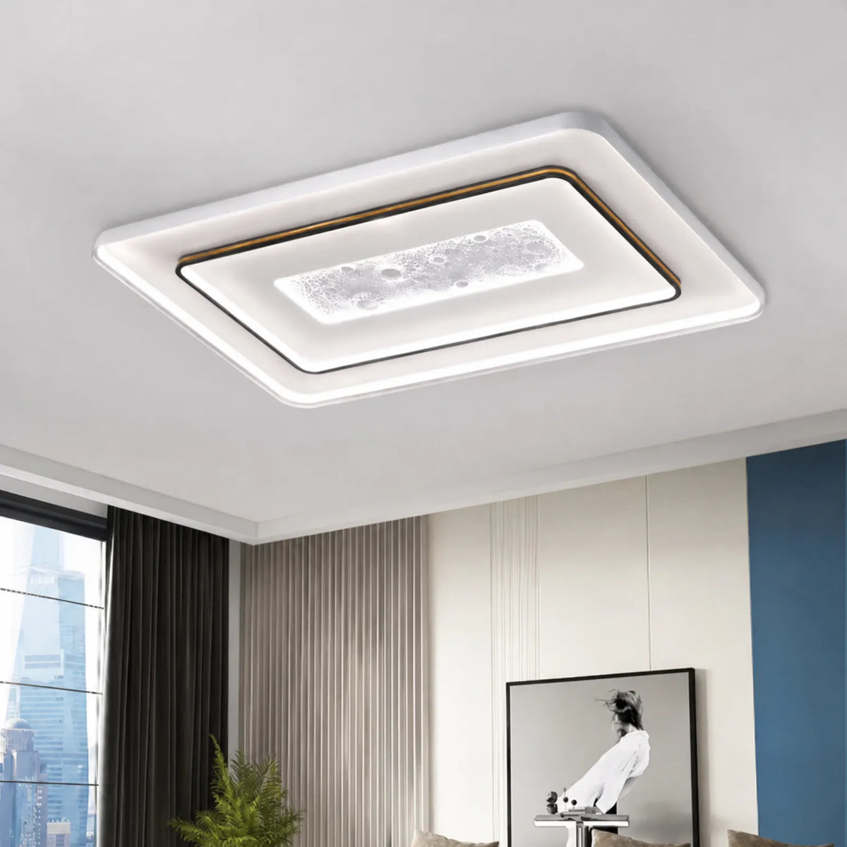 Moon-Relief Nested-Frame Ceiling Light