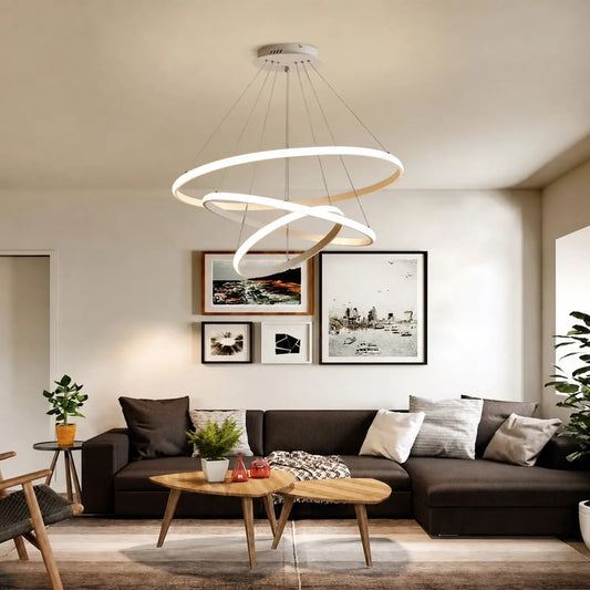 Cascading Three-Ring Pendant Light