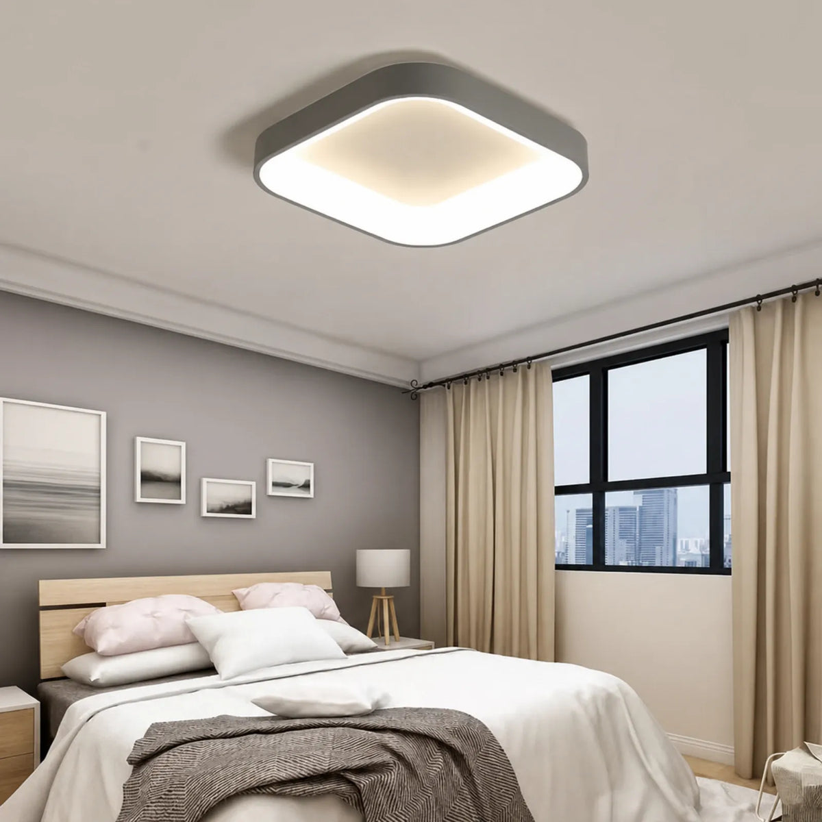 Floating-Center Rounded-Square Ceiling Light