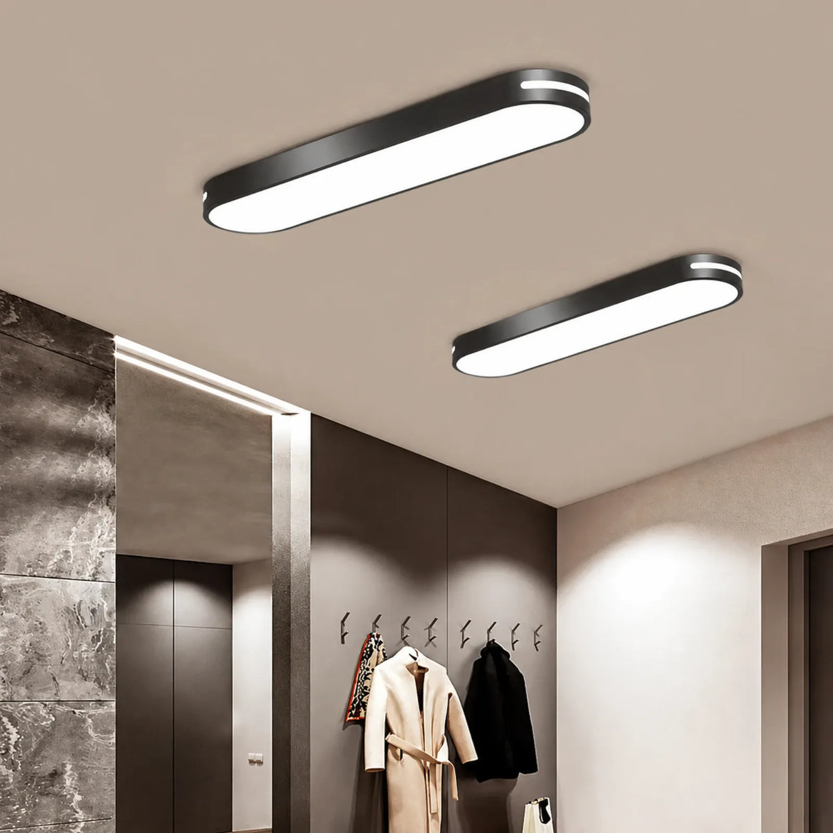 Rounded-End Linear Halo Ceiling Light