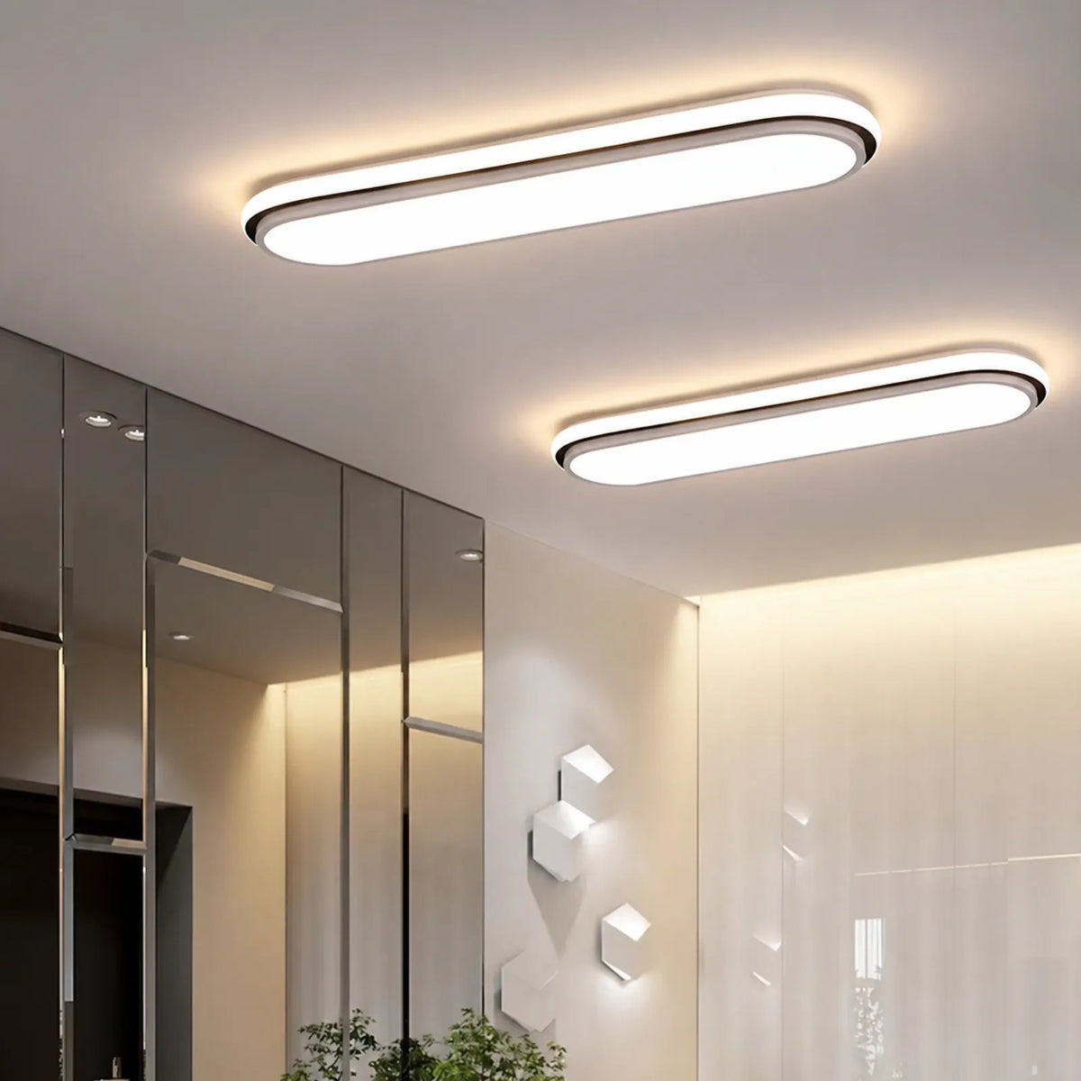 Offset Dual-Band Capsule Ceiling Light
