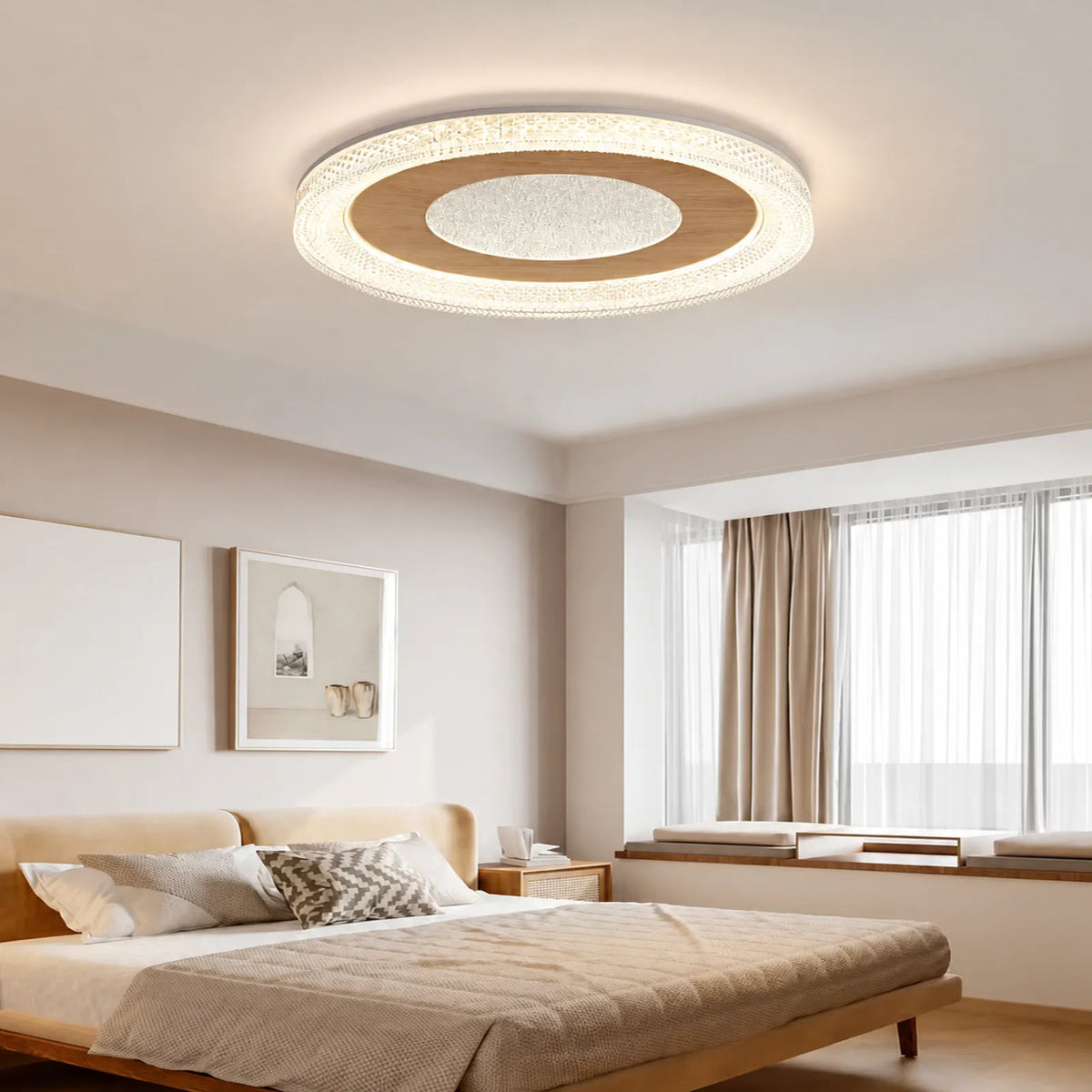 Patterned Oval Textured-Rim Ceiling Light