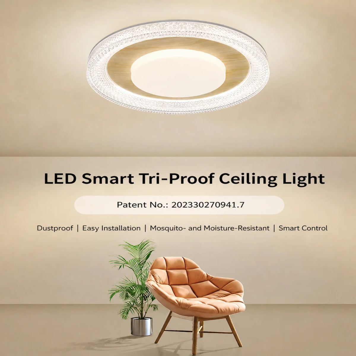 Patterned Textured-Rim Disc Ceiling Light
