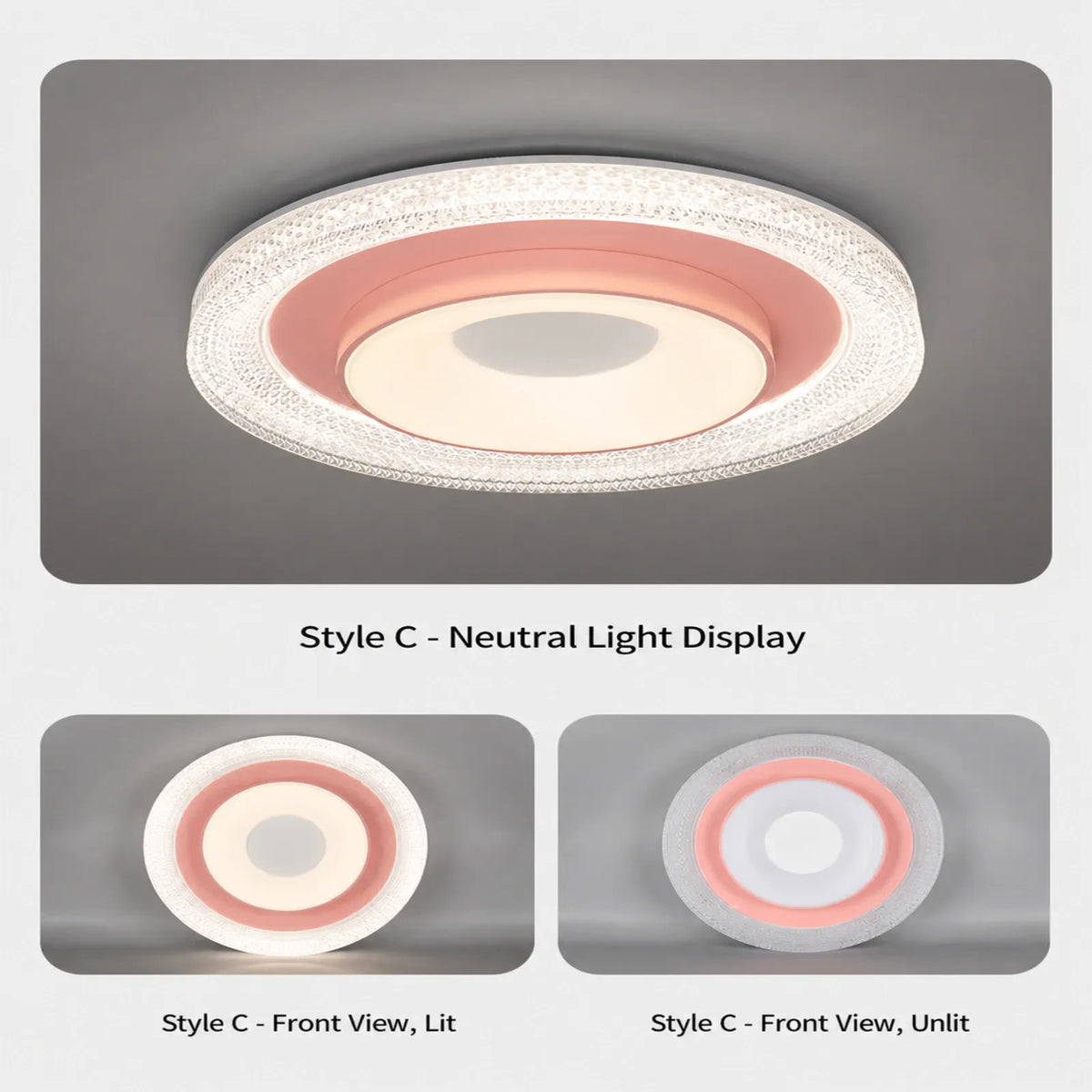 Recessed-Center Faceted Ring Ceiling Light
