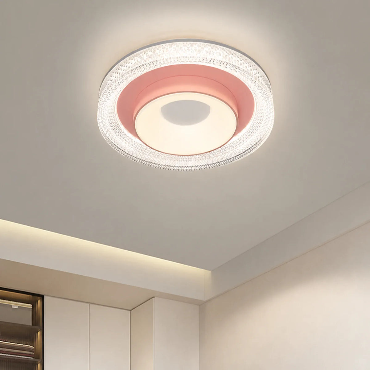 Recessed-Center Faceted Ring Ceiling Light