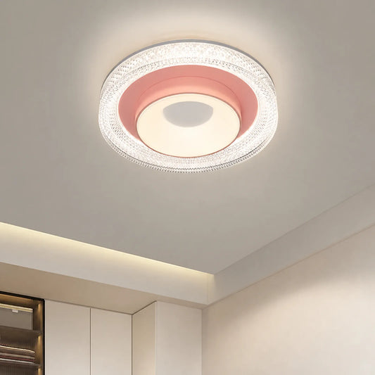 Recessed-Center Faceted Ring Ceiling Light