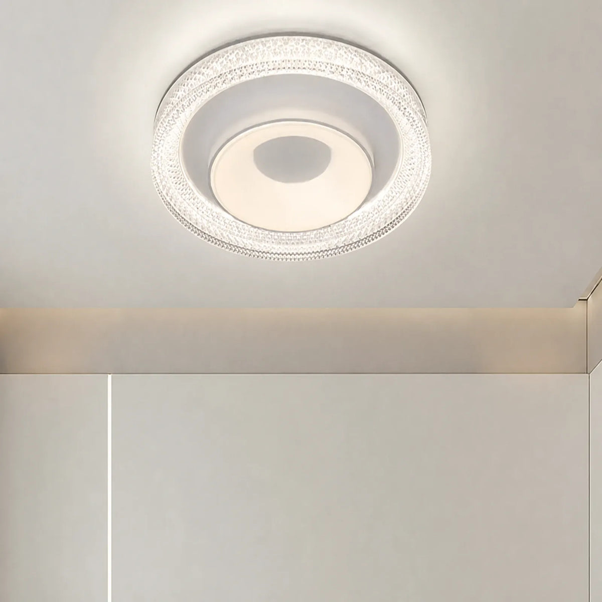 Textured-Rim Deep-Recess Ceiling Light
