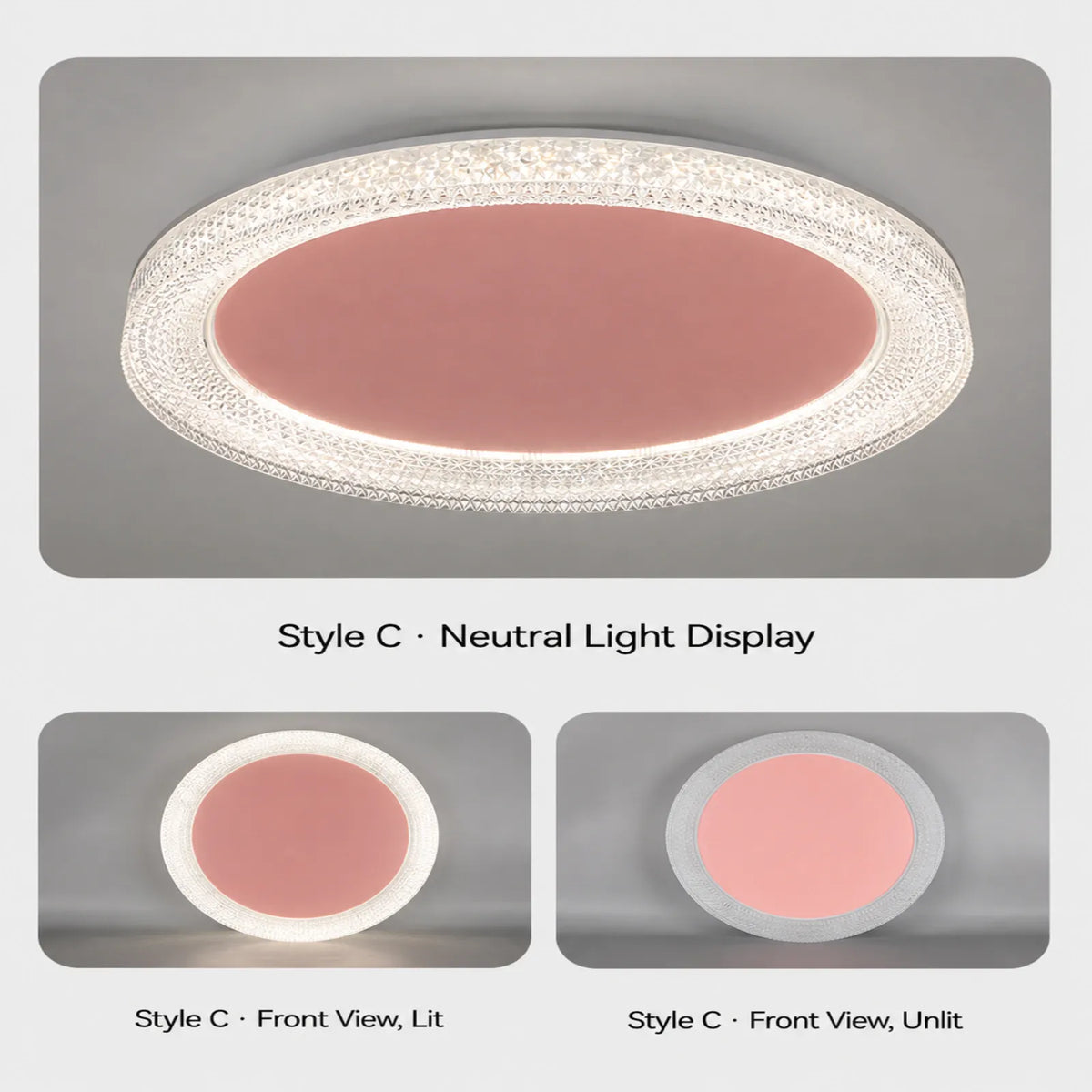 Textured-Rim Flat-Panel Ceiling Light
