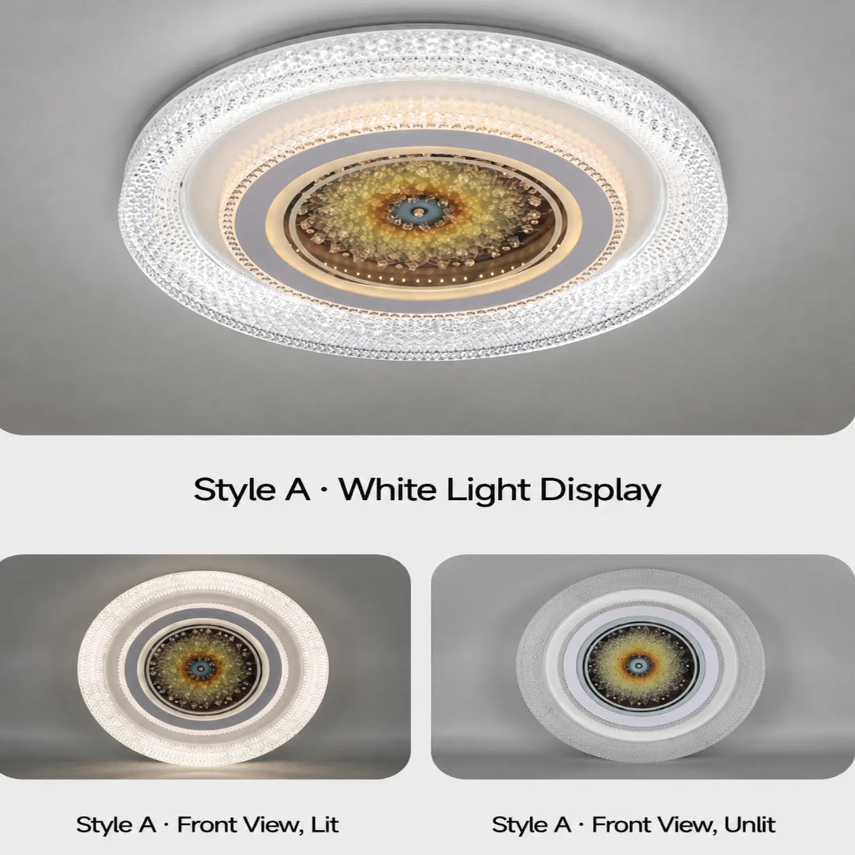 Faceted-Rim Sunburst Medallion Ceiling Light