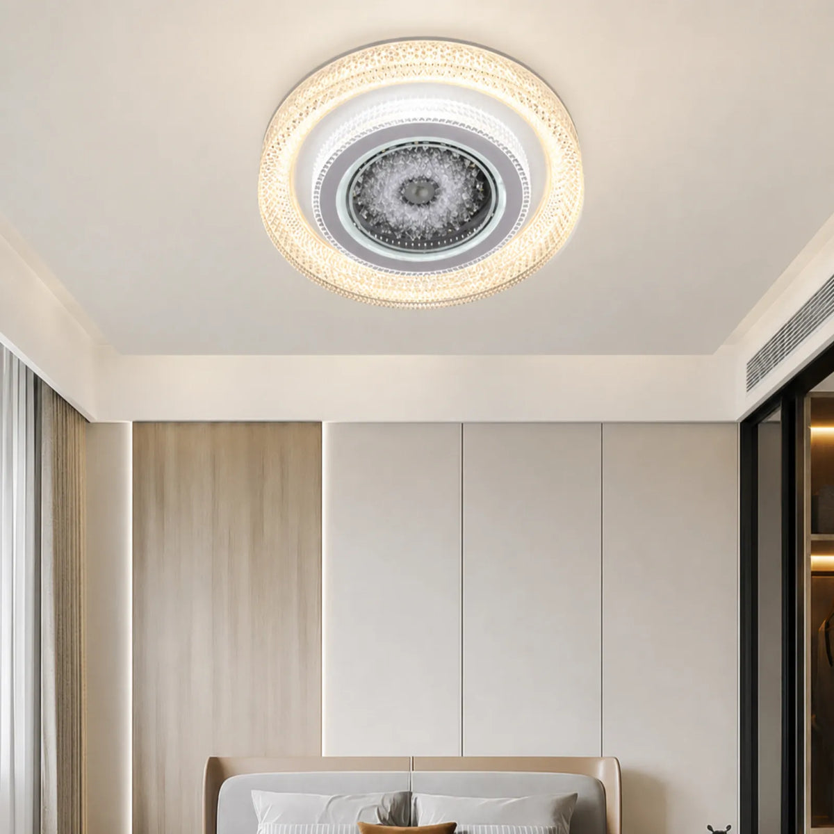 Octagonal Center Faceted-Rim Ceiling Light