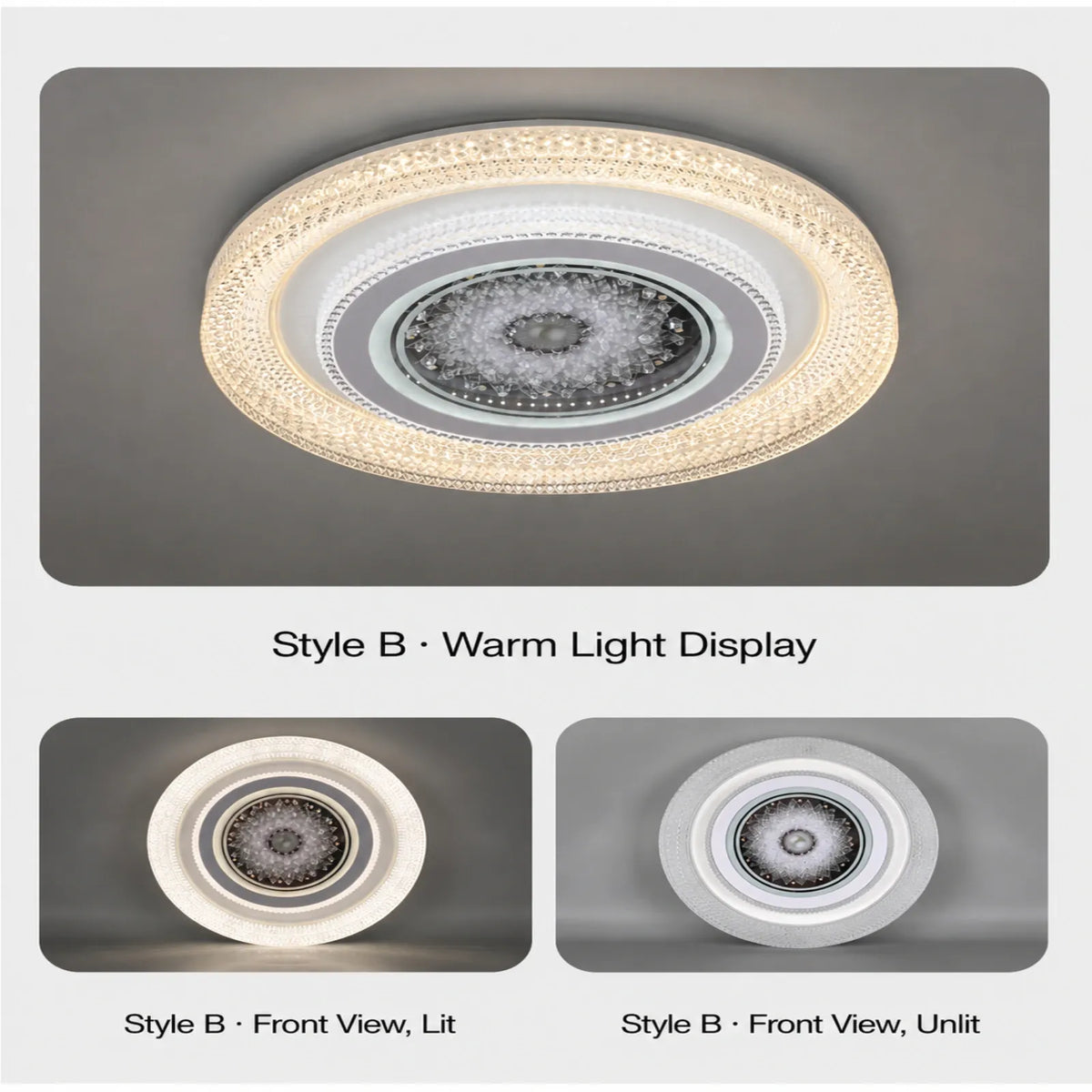 Octagonal Center Faceted-Rim Ceiling Light