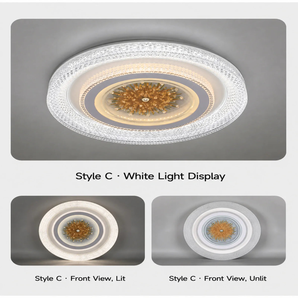Faceted-Rim Radiant Sunburst Ceiling Light