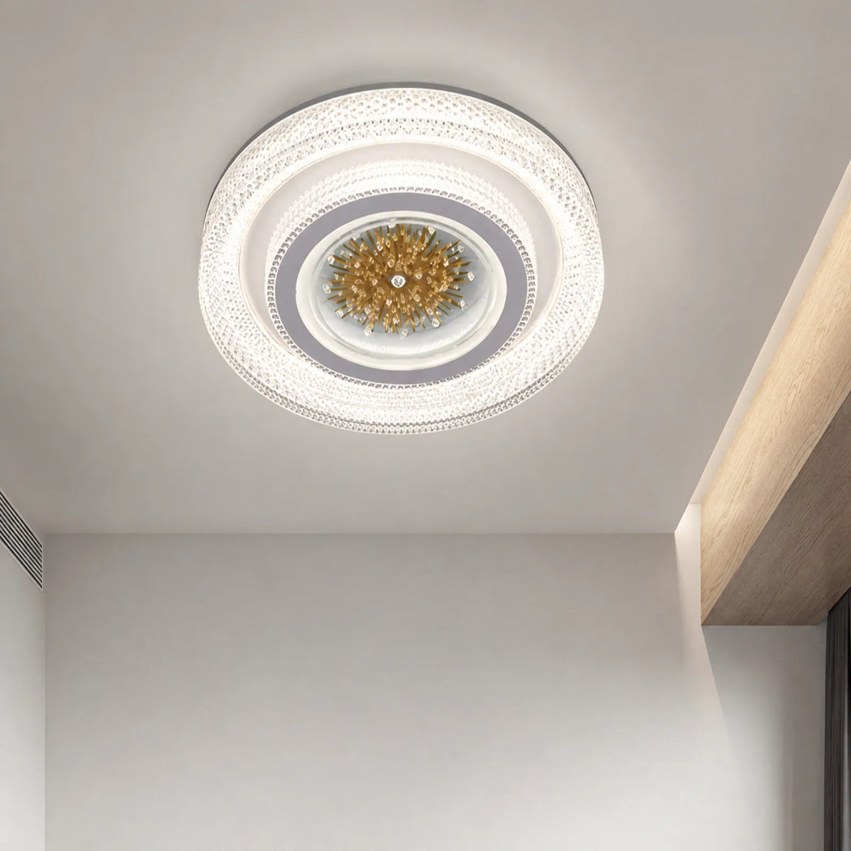 Faceted-Rim Radiant Sunburst Ceiling Light