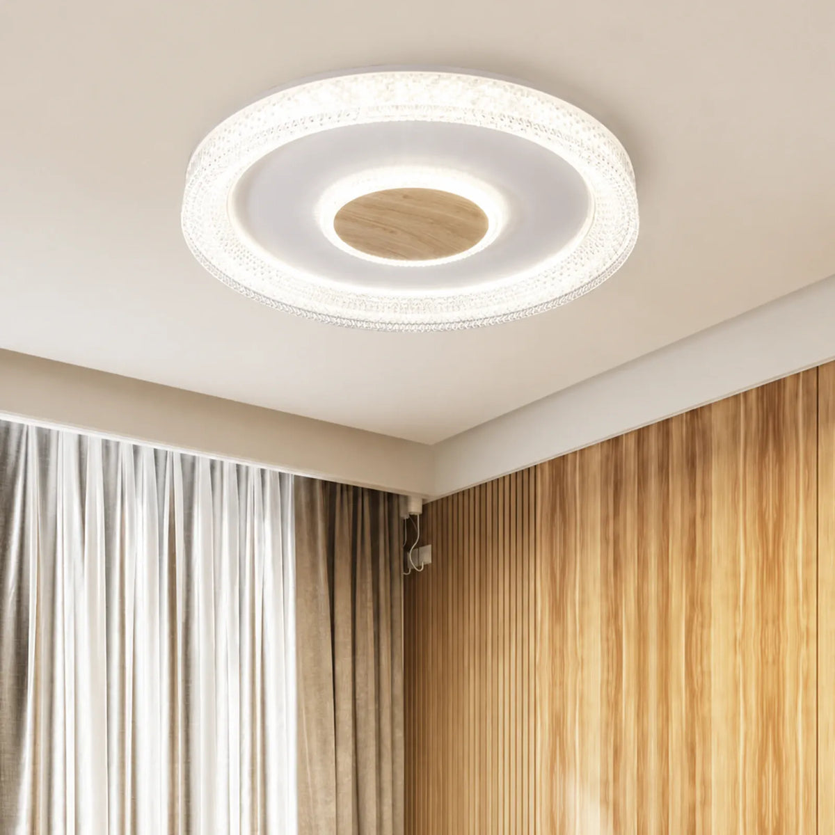 Faceted Double-Halo Center-Disc Ceiling Light