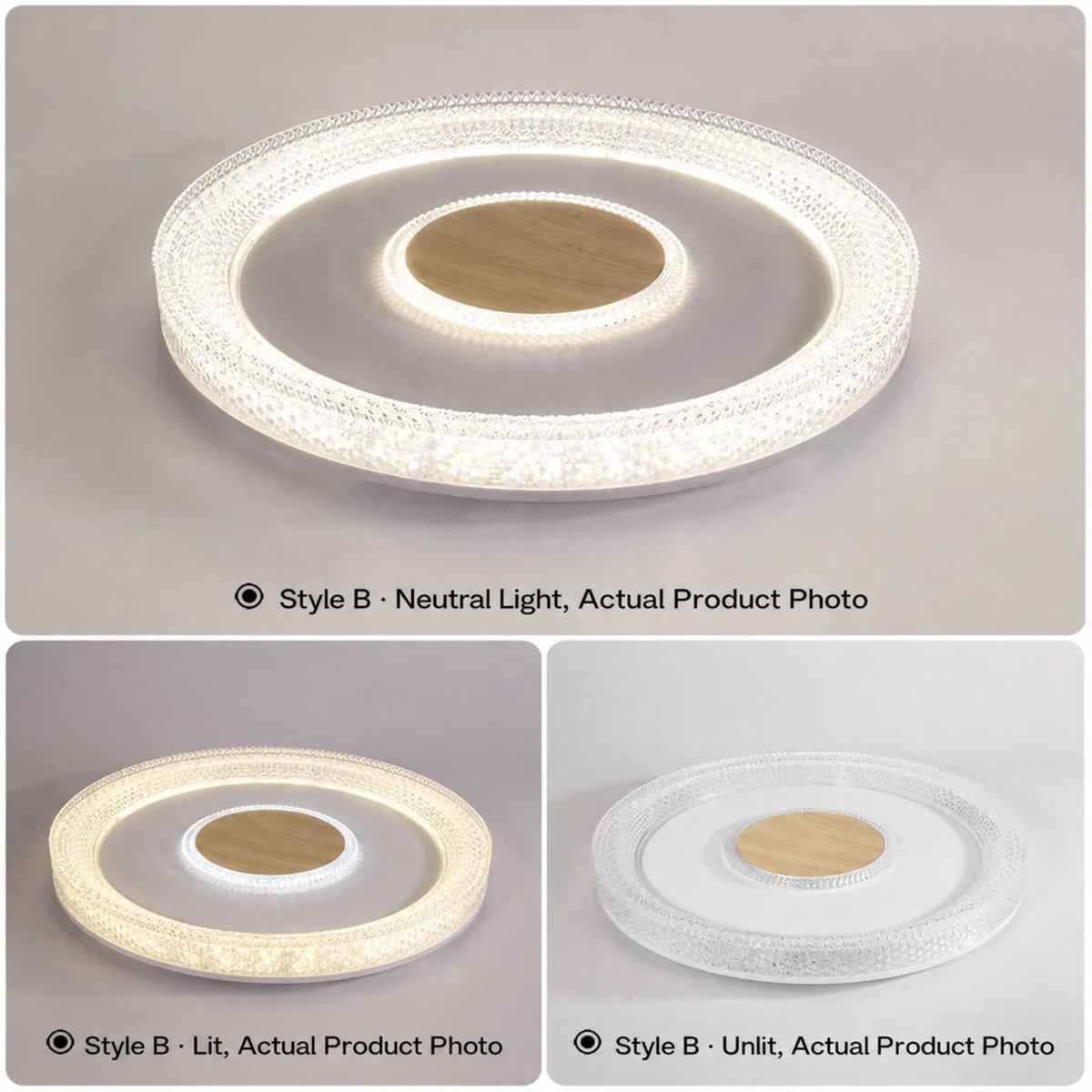 Faceted Double-Halo Center-Disc Ceiling Light