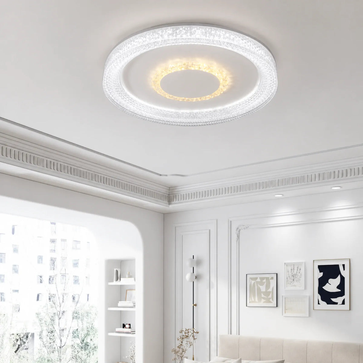 Double Halo Textured Ceiling Light