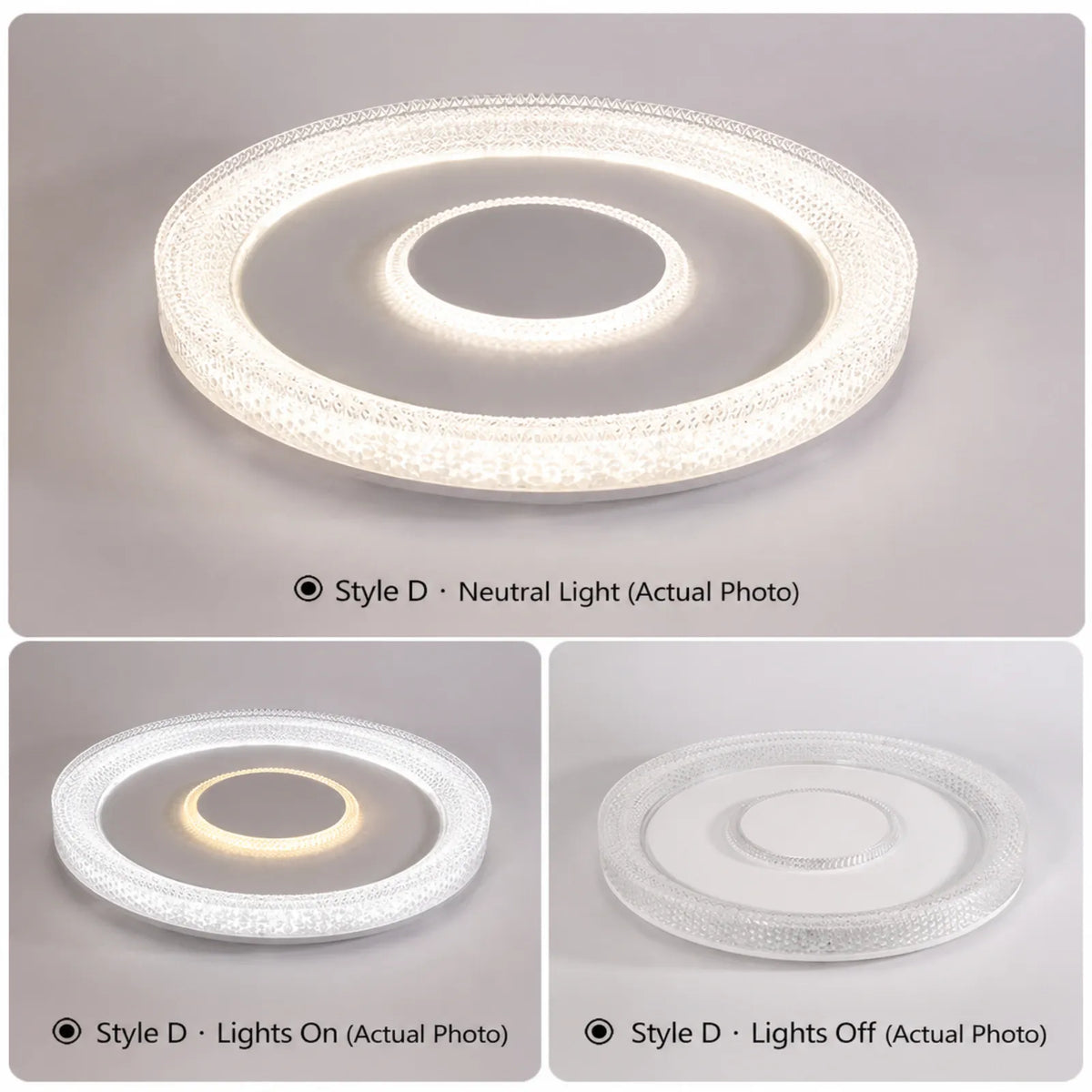 Faceted Double-Halo Open-Center Ceiling Light