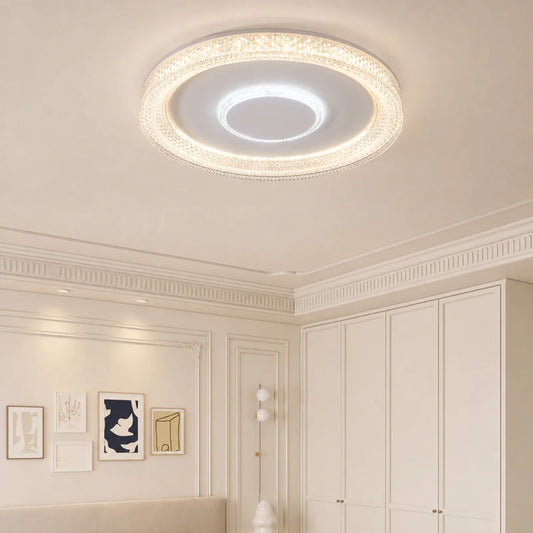 Faceted Double-Halo Open-Center Ceiling Light