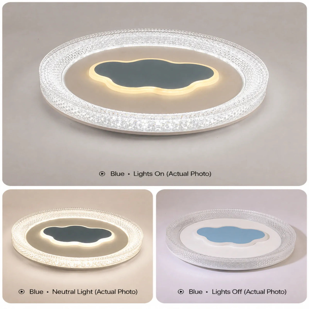 Faceted-Rim Scalloped-Inset Ceiling Light