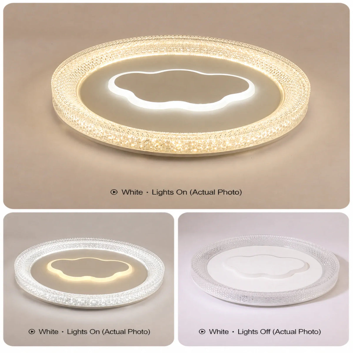 Faceted-Rim Scalloped-Inset Ceiling Light