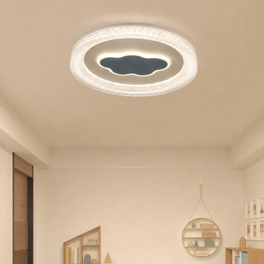 Faceted-Rim Scalloped-Inset Ceiling Light