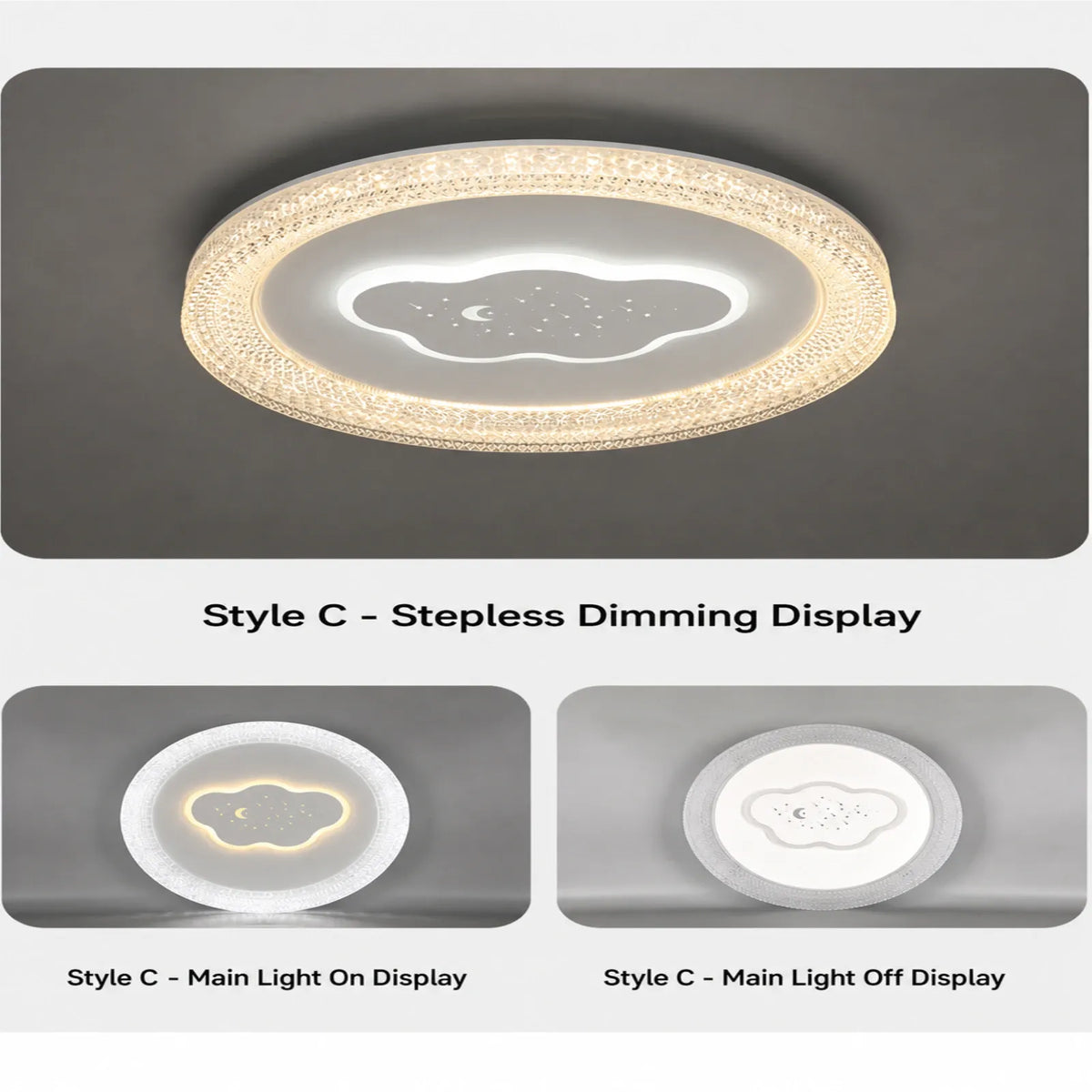 Crescent Cloud-Halo Ceiling Light