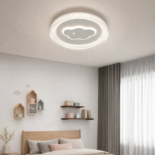 Crescent Cloud-Halo Ceiling Light