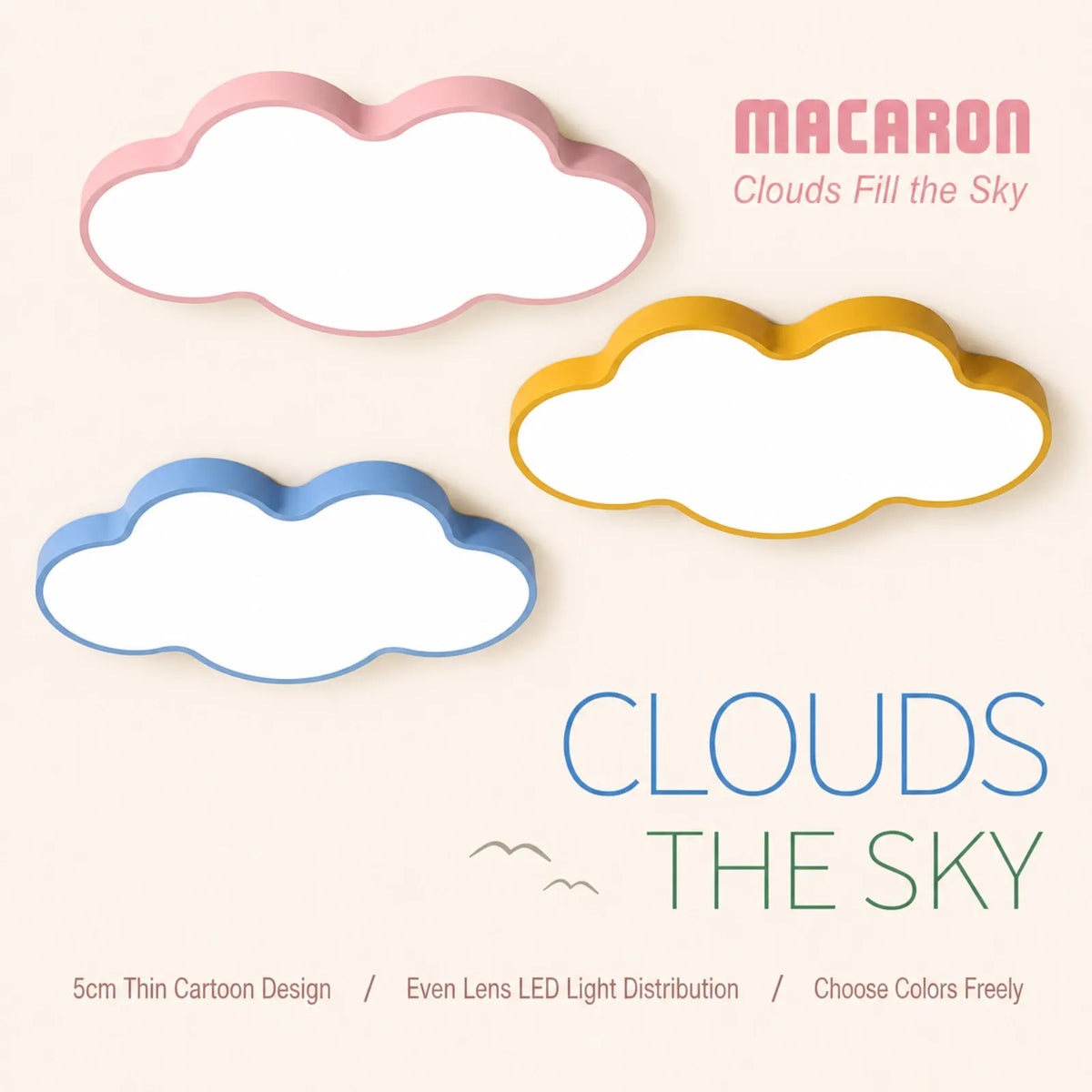 Cloud-Shaped Flush Ceiling Light