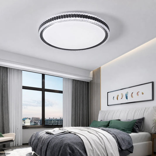 Ribbed-Band Faceted-Rim Ceiling Light