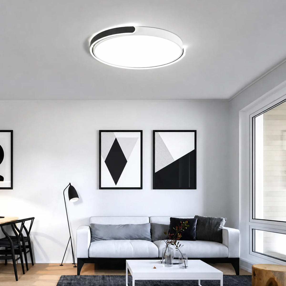 Offset Double-Ring Ceiling Light