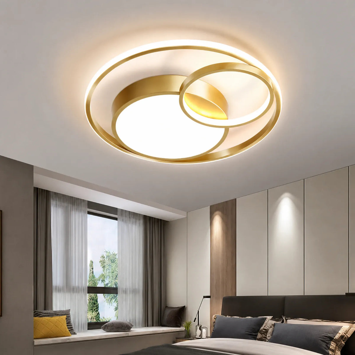 Interlocking Triple-Halo Ceiling Light