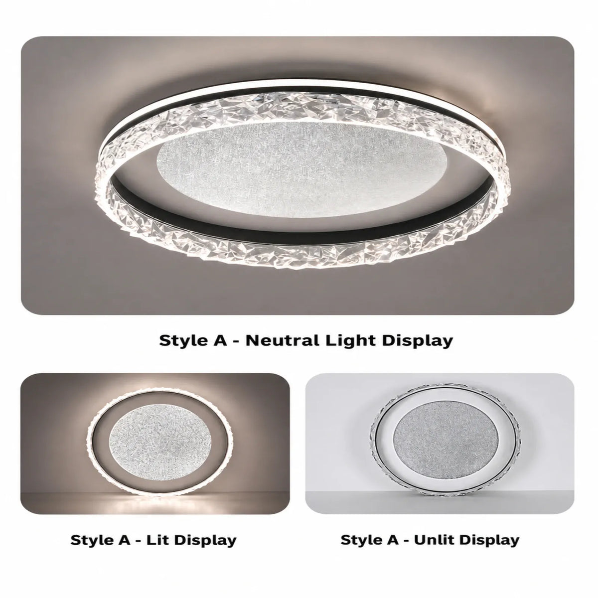 Faceted-Rim Recessed Disc Ceiling Light